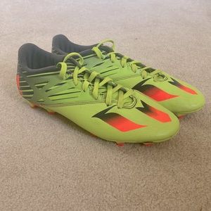 Adidas Neon Green with Orange Accents Lace Up Soccer Cleats - Good Condition